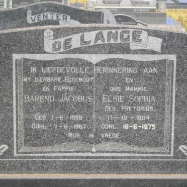 LANGE Barend Jacobus, de 1895-1967 &amp; Elsie Sophia PRETORIUS 1904-1975