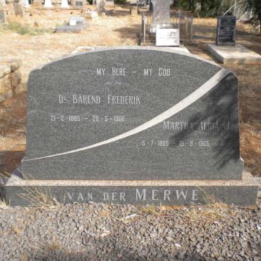 MERWE Barend Frederik, van der 1885-1966 &amp; Martha Alida J. 1885-1965
