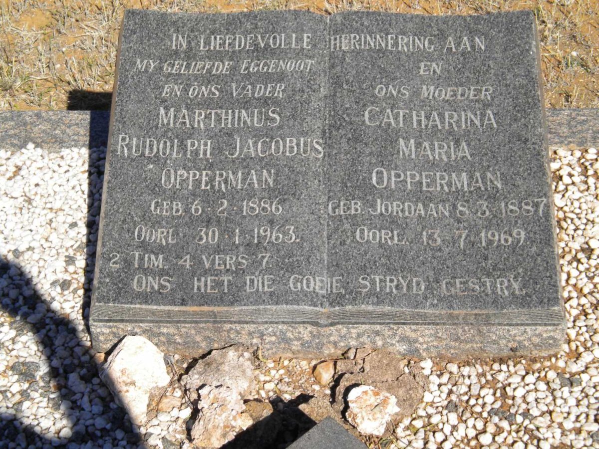 OPPERMAN Marthinus Rudolph Jacobus 1886-1963 &amp; Catharina Maria JORDAAN 1887-1969