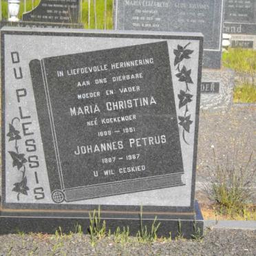 PLESSIS Johannes Petrus, du 1887-1967 &amp; Maria Christina  KOEKEMOER 1898-1951
