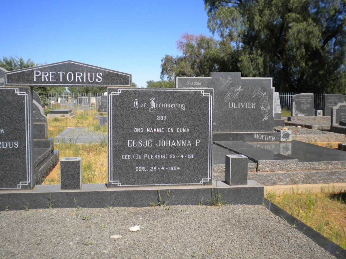 PRETORIUS Elsjè Johanna P. nee DU PLESSIS 1911-1994