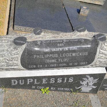 PLESSIS Philippus Lodewickus, du 1919-1997