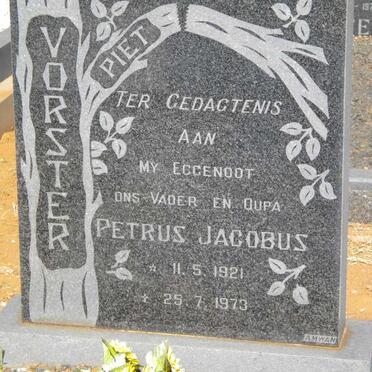 VORSTER Petrus Jacobus 1921-1973 &amp; Rachel Maria BESTER 1996-1996