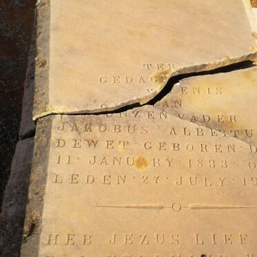 WET Jacobus Albertus, de 1833-1903