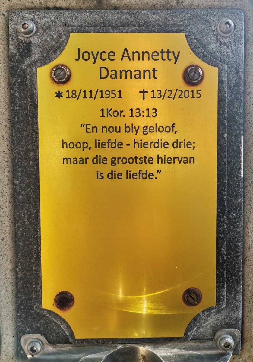 DAMANT Joyce Annetty 1951-2015