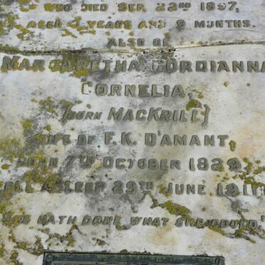 DAMANT F.K. -1901 &amp; Margaretha Gordianna Cornelia MACKRILL 1829-1910 :: DAMANT Abel Daniel -1897