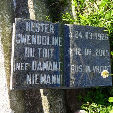 NIEMANN Pieter Zacharias 1928-1975 &amp; Hester Gwendoline DU TOIT nee DAMANT 1926-2005