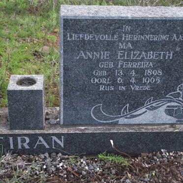 TIRAN Annie Elizabeth nee FERREIRA 1898-1965