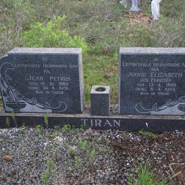 TIRAN Jean Petrus 1889-1956 &amp; Annie Elizabeth FERREIRA 1898-1965