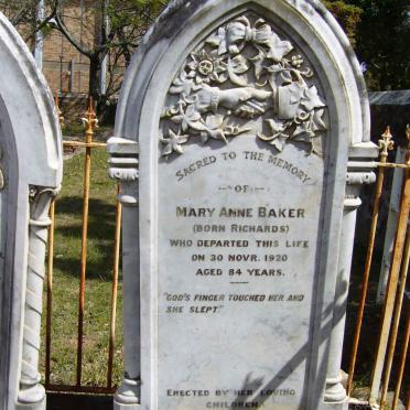 BAKER Mary Anne nee RICHARDS -1920