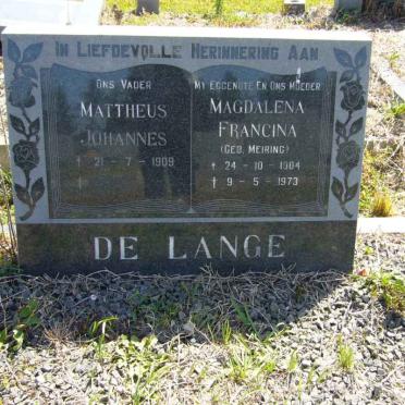 LANGE Mattheus Johannes, de 1909- &amp; Magdalena Francina MEIRING 1904-1973