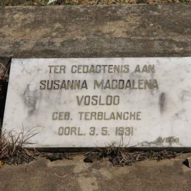 VOSLOO Susanna Magdalena nee TERBLANCHE -1931