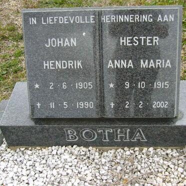 BOTHA Johan Hendrik 1905-1990 &amp; Hester Anna Maria 1915-2002