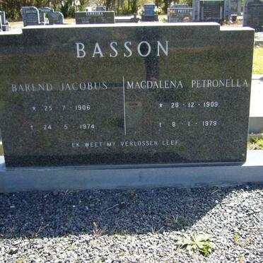 BASSON Barend Jacobus 1906-1974 &amp; Magdalena Petronella 1909-1979