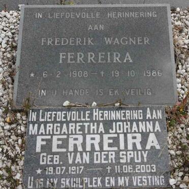 FERREIRA Frederik Wagner 1908-1986 &amp; Margaretha Johanna VAN DER SPUY 1917-2003