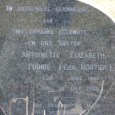 FOURIE Antoinette Elizabeth nee NORTIER 1900-1955