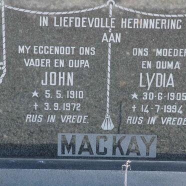 MACKAY John 1910-1972 &amp; Lydia 1905-1994