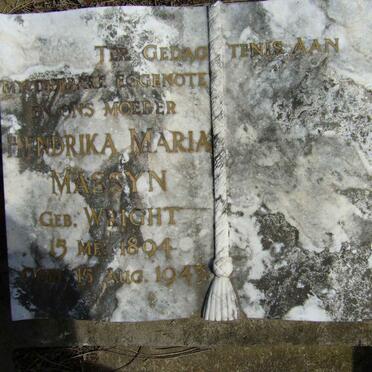 MASSYN Hendrika Maria nee WRIGHT 1804-1943