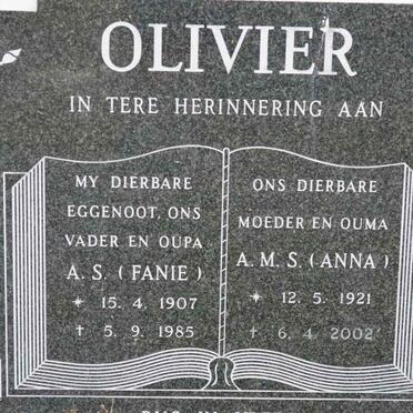 OLIVIER A.S. 1907-1985 &amp; A.M.S. 1921-2002