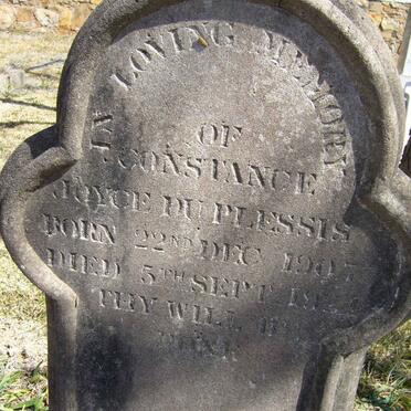 PLESSIS Constance Joyce, du 1907-1931