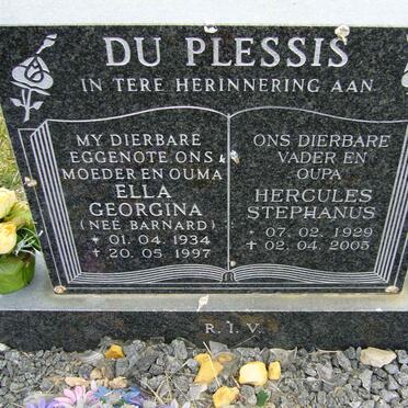 PLESSIS Hercules Stephanus, du 1929-2005 &amp; Ella Georgina BARNARD 1934-1997
