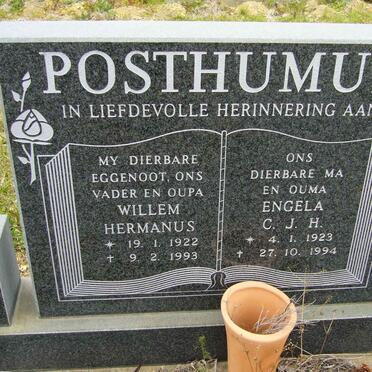 POSTHUMUS Willem Hermanus 1922-1993 &amp; Engela C.J.H. 1923-1994