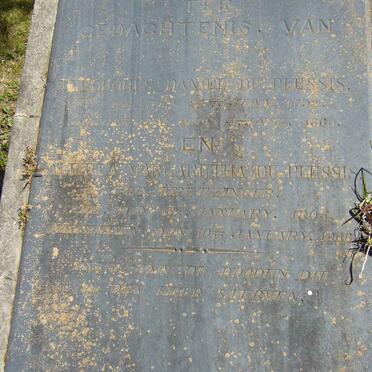 PLESSIS Theodorus Daniel, du 1792-1860 &amp; Aletta Margaretha KRITZINGER 1805-1866