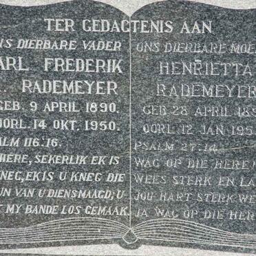 RADEMEYER Carl Frederik A. 1890-1950 &amp; Henrietta 1893-1953