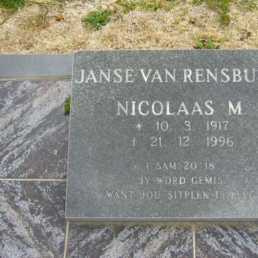 RENSBURG Nicolaas M., Janse van 1917-1996 