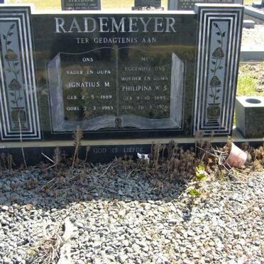 RADEMEYER Ignatius M. 1889-1983 &amp; Philipina W.S 1895-1976