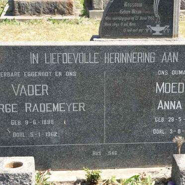 RADEMEYER George 1898-1962 &amp; Anna A. 1901-1982