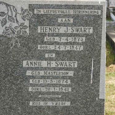 SWART Henry J.  1873-1947 &amp; Annie H. MASTERSON 1874-1941