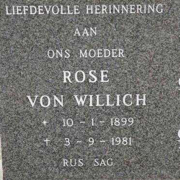 WILLICH Rose, von 1899-1981