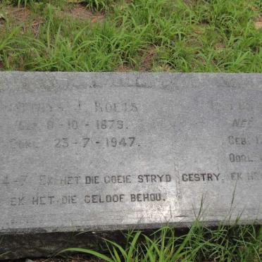 ROETS Matthys J. 1879-1947 &amp; E? nee ?ER -1938