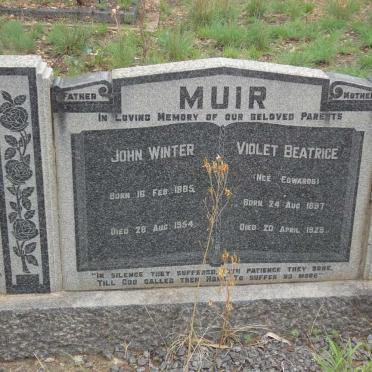 MUIR John Winter 1885-1954 &amp; Violet Beatrice EDWARDS 1887-1929