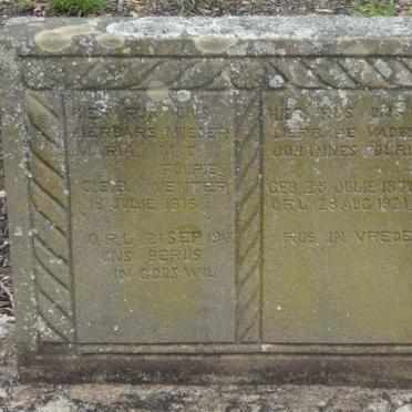 FOURIE Johannes 1874-1921 &amp; Maria M.C. VENTER 1875-1941