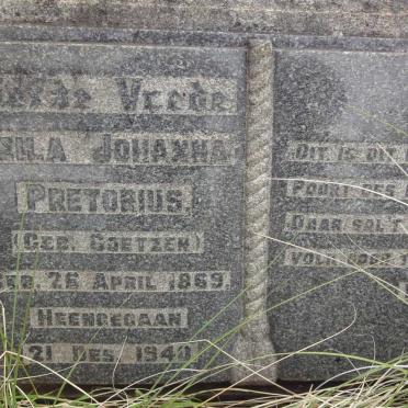 PRETORIUS Heila Johanna nee COETZER 1869-1940