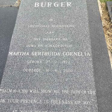 BURGER Martha Gertruida Cornelia 1922-2010