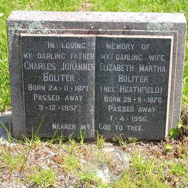 BOLITER  Charles Johannes 1871-1957 &amp;  Elizabeth Martha HEATHFIELD 1876-1956