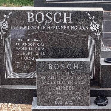 BOSCH Ockert J.H. 1922-1993 &amp; Laureen 1922-1985