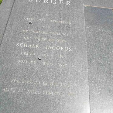 BURGER Schalk Jacobus 1915-1977