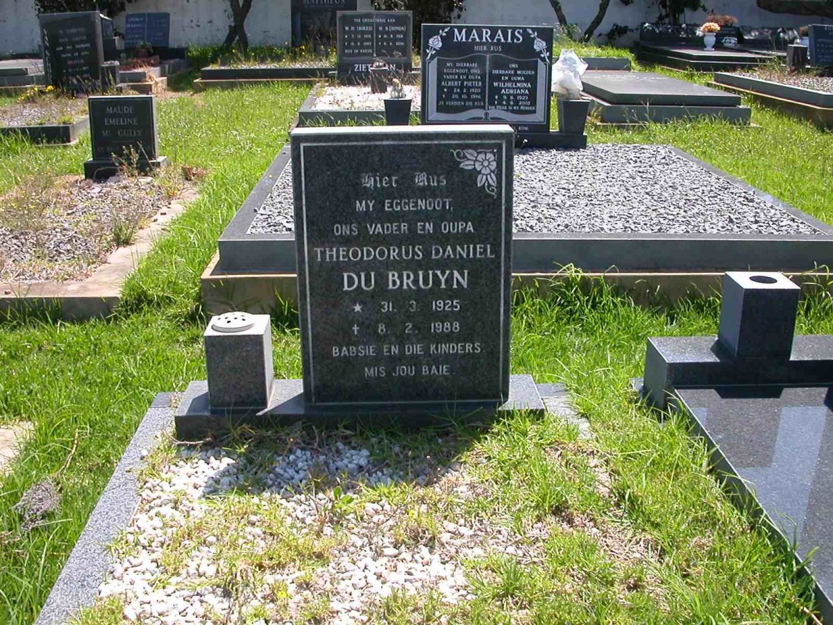 BRUYN Theodorus Daniel, du 1925-1988