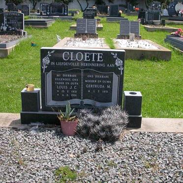 CLOETE Louis J.C. 1931-1991 &amp; Gertruida M. 1931-