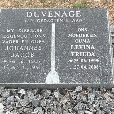DUVENAGE Johannes Jacob 1907-1991 &amp; Levina Frieda 1909-2008