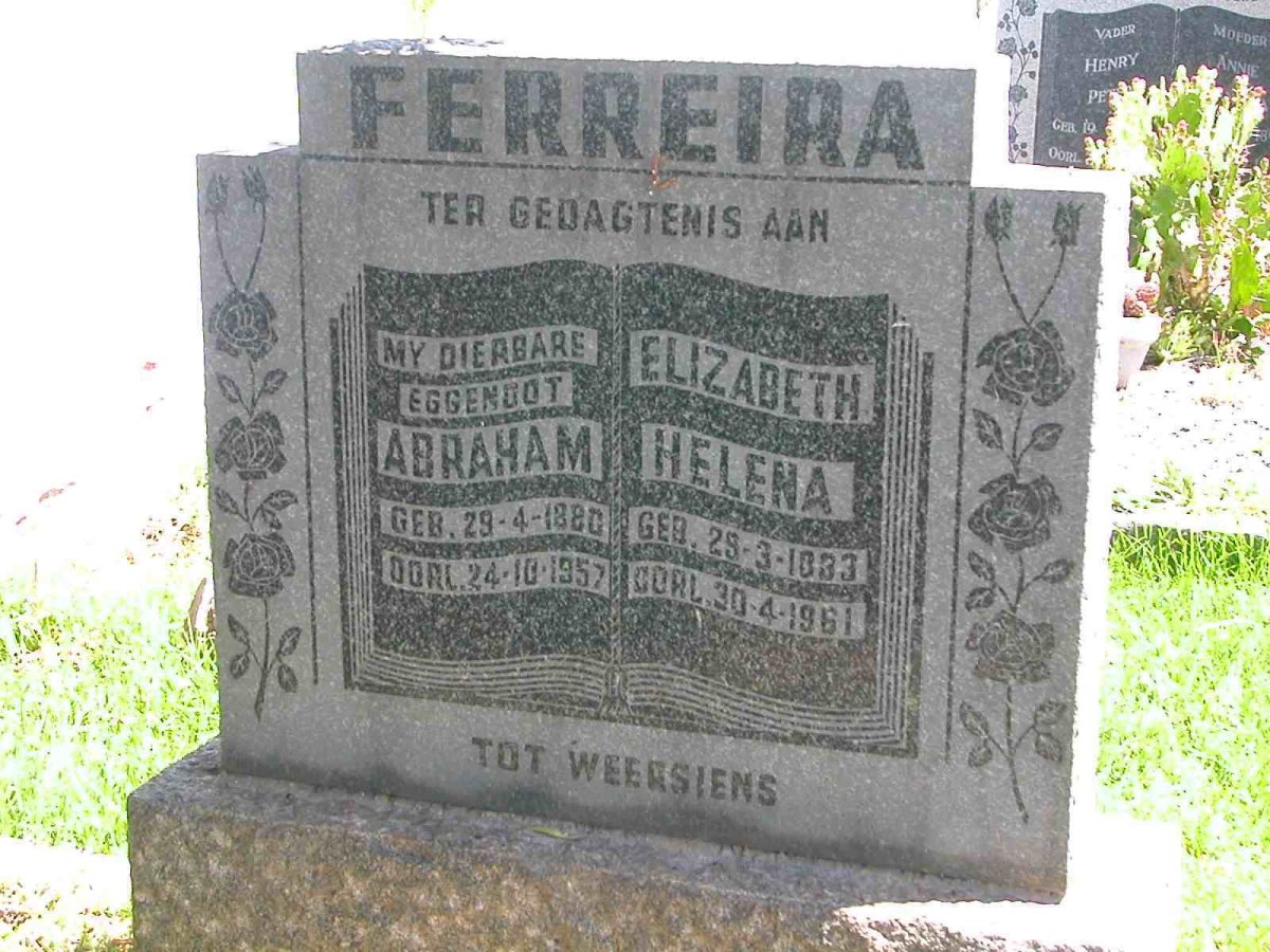 FERREIRA Abraham 1880-1957 &amp; Elizabeth Helena 1883-1961