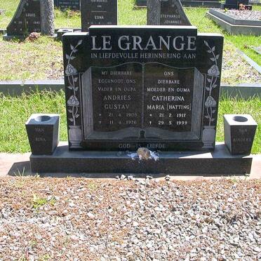 GRANGE Andries Gustav, le 1909-1976 &amp; Catherina Maria HATTING 1917-1999.