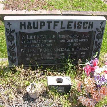 HAUPTFLEISCH Willem Francios 1889-1970 &amp; Elizabeth Johanna 1893-1986