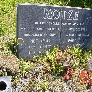 KOTZE P.J. 1917-1993 &amp; F.J. 1918-