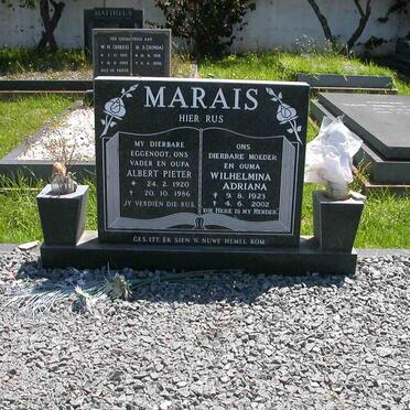 MARAIS Albert Pieter 1920-1986 &amp; Wilhelmina Adriana 1923-2002