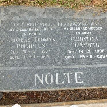 NOLTE Andreas Thomas Philippus 1907-1970 &amp; Christina Elizabeth 1908-2007